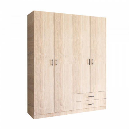 Dulap cu 4 usi si 2 sertare H200 x A52 x L160 cm, Pal 18mm, Culoare Stejar Sonoma [1]
