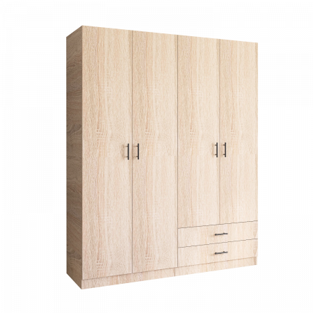 Dulap cu 4 usi si 2 sertare H200 x A52 x L160 cm, Pal 18mm, Culoare Stejar Sonoma [1]