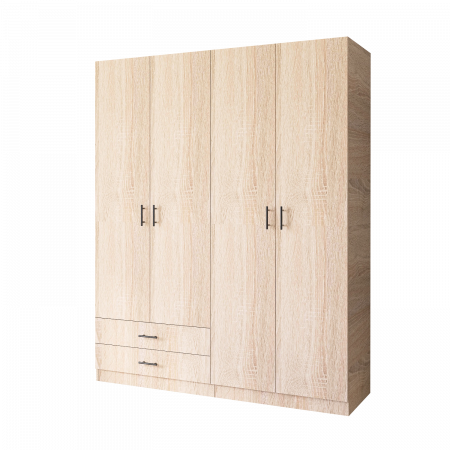 Dulap cu 4 usi si 2 sertare H200 x A52 x L160 cm, Pal 18mm, Culoare Stejar Sonoma [3]