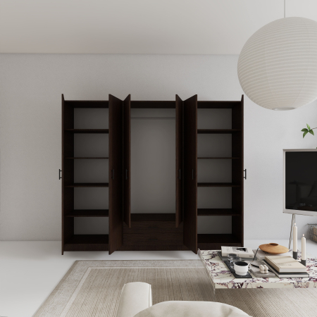Dulap cu 6 usi L240 x H200 x A52 cm, Culoare Wenge, Pal 18mm [1]