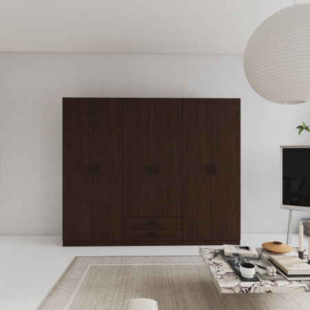 Dulap cu 6 usi L240 x H200 x A52 cm, Culoare Wenge, Pal 18mm [2]