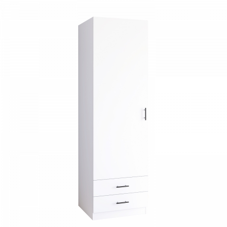 DULAPURI - Dulap cu o usa si 2 sertare H200 x L50 x A52cm , Culoare Alb, Pal 18mm