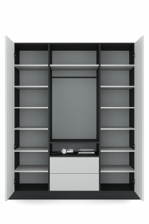 Dulap London 3 usi 180 x 58 x 240 cm, Culoare corp pal Bej , fronturi mdf vopsit gravat bej [1]