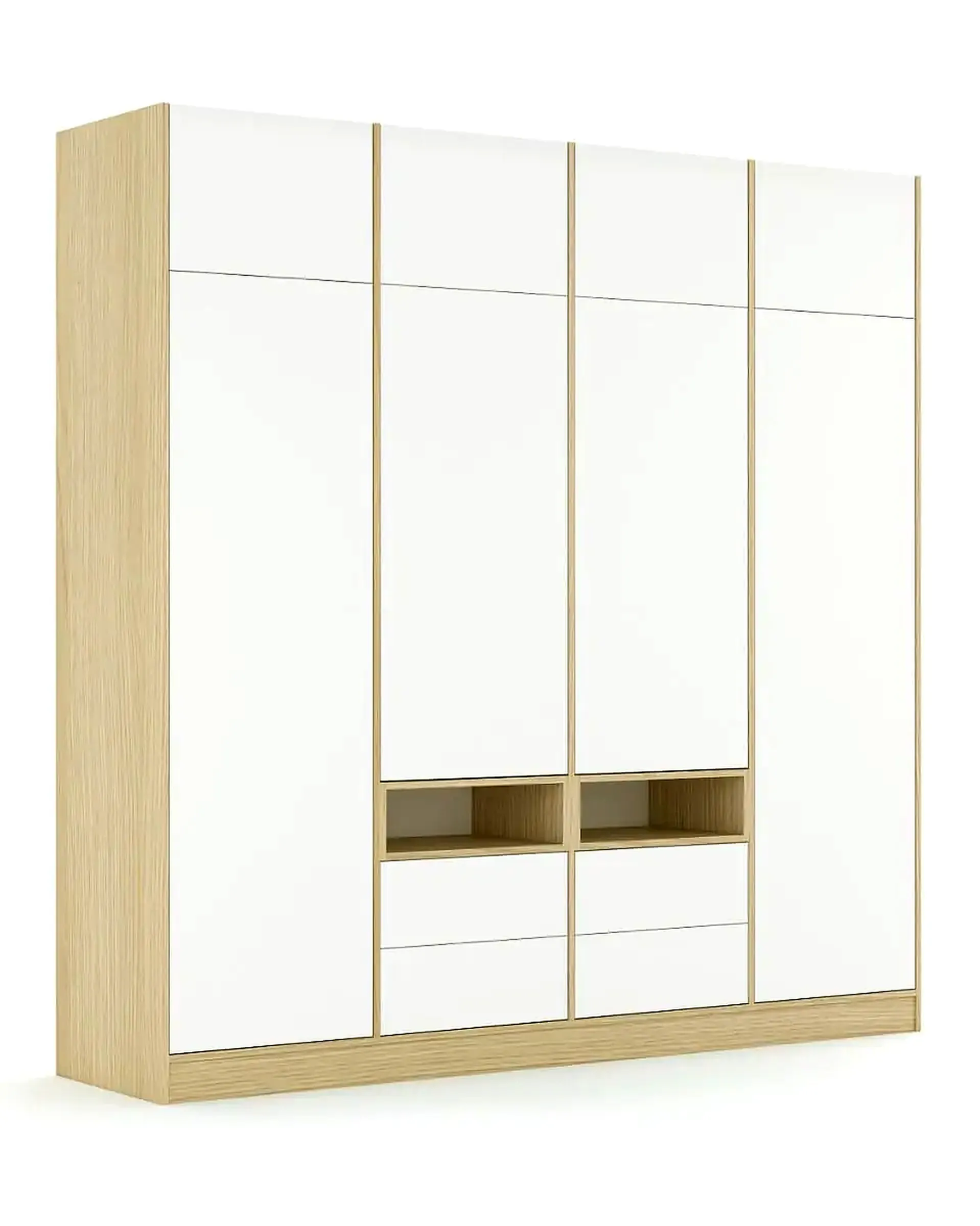 DULAP 4 USI - Dulap London 4 usi 240 x 52 x 240 cm, Culoare carcasa  Stejar Sonoma, Fronturi Mdf vopsit Alb