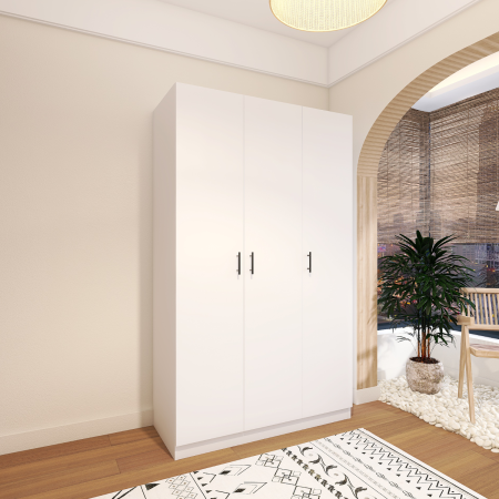 DULAPURI - Dulap Oslo , 3 Usi  Alb, 120 x 52 x 200 cm, Material Pal 18mm