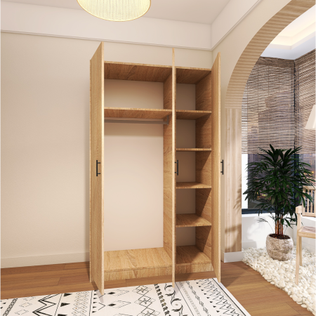 Dulap Oslo , 3 Usi  Stejar Sonoma , 120 x 52 x 200 cm, Material Pal 18mm [1]