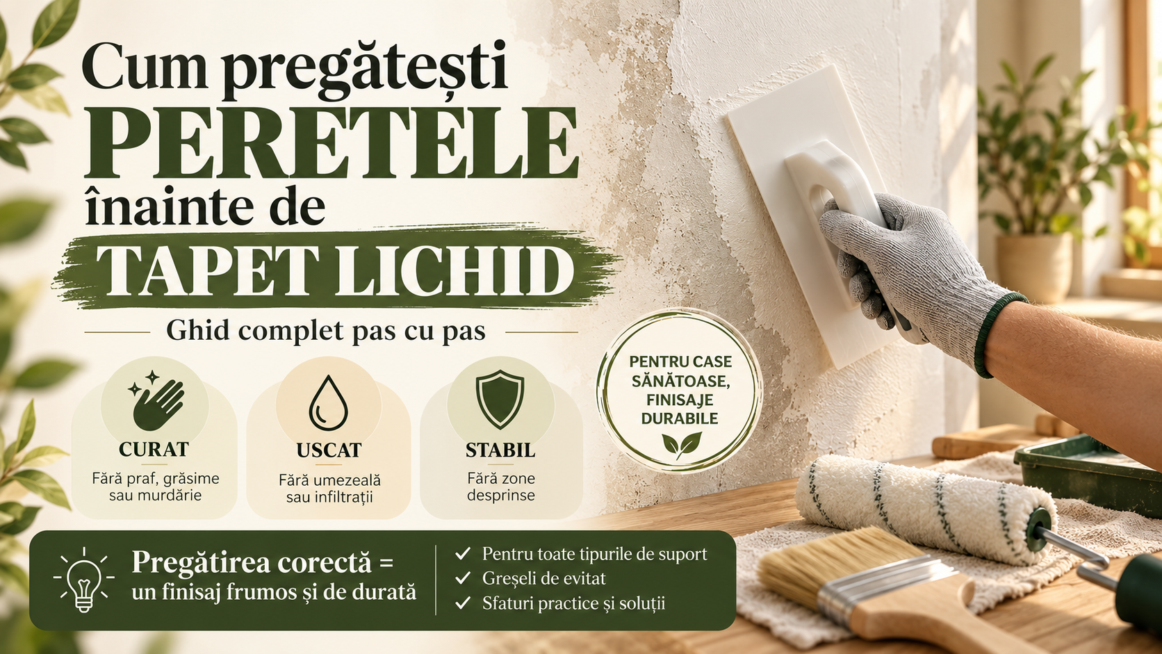 Cum pregătești peretele înainte de tapet lichid: ghid complet
