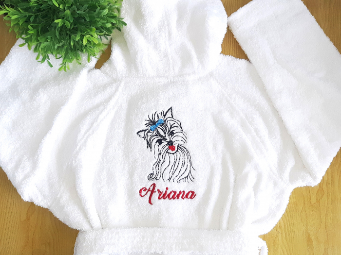 Halat baie ALB copii, personalizat, bumbac [3]