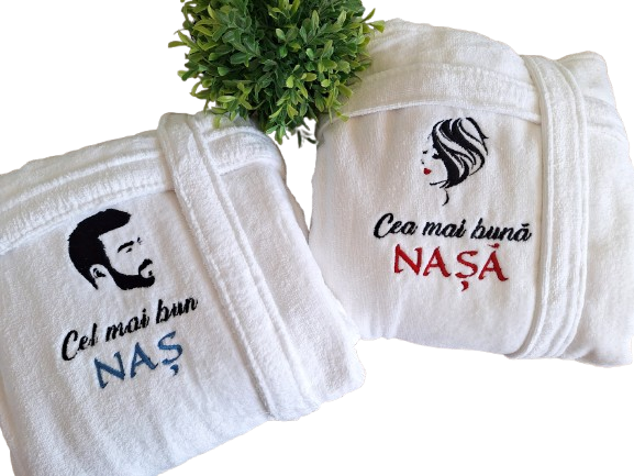 Halat hotelier alb personalizat NASI, bumbac premium [4]