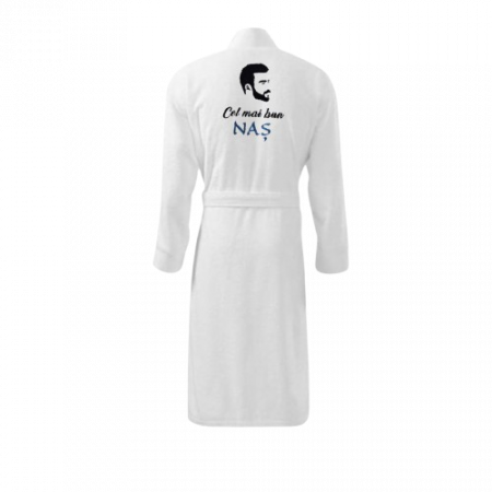 Halat hotelier alb personalizat NASI, bumbac premium [2]