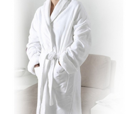 Halat hotelier premium, alb, bumbac velour 100% [2]