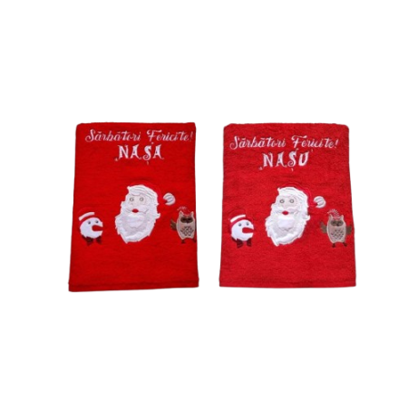 Produse Personalizate - Set 2 prosoape Craciun, personalizate Nasi, bumbac 100%