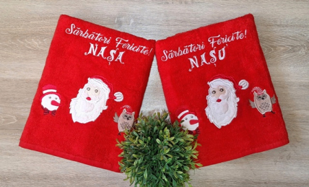 Set 2 prosoape Craciun, personalizate Nasi, bumbac 100% [1]