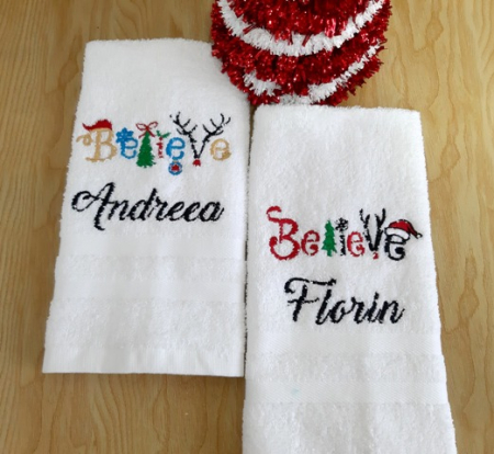Set 2 prosoape Craciun, personalizate Nume*DesignBelieve, bumbac 100% [1]