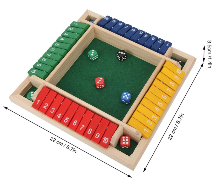 Joc Shut the Box din Lemn – 4 Jucători, 8 Zaruri [4]