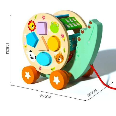 Jucărie de Tras Melc Din Lemn cu Sortator de Forme [1]