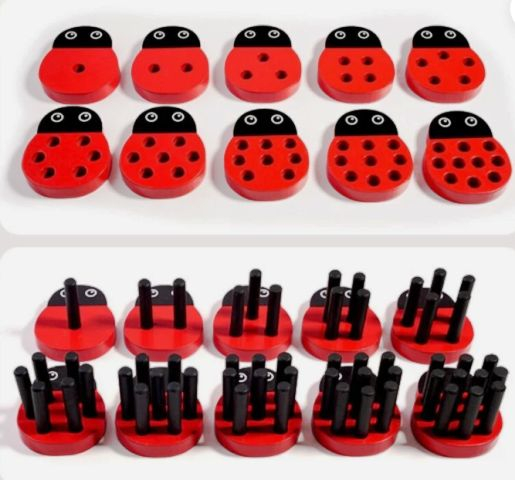 Jucărie Montessori cu Numere și Buburuze – Placă Educațională din Lemn [3]