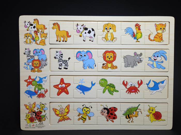 Puzzle de Asociere din Lemn 4 în 1 [2]