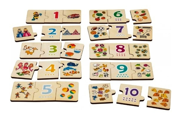 Puzzle Educativ din Lemn 30 Piese – Numere și Asocieri Montessori [2]