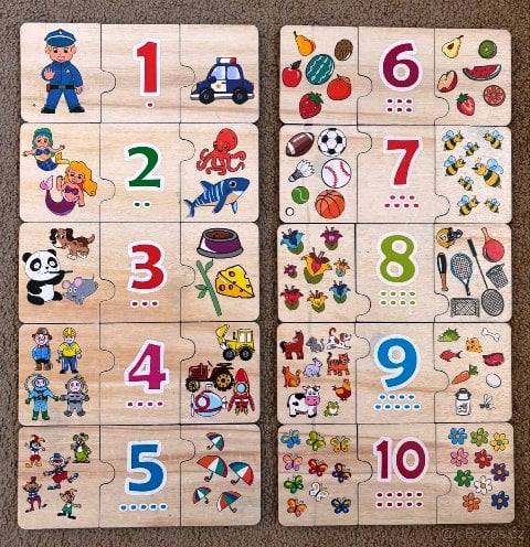 Puzzle Educativ din Lemn 30 Piese – Numere și Asocieri Montessori [3]