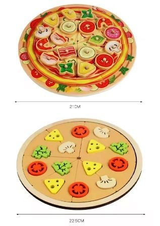 Puzzle Pizza din Lemn 3D cu Topping-uri – Jucărie Educativă Montessori [3]