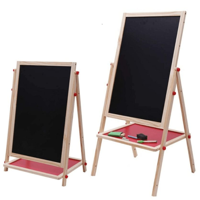 Tăbliță Șevalet din Lemn 2 Fețe – Magnetică & Creta – Reglabilă 114 cm [2]