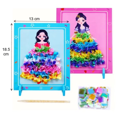 Seturi de artă și creație - păpușă cu rochiță 3D – set creativ de broderie pentru copii