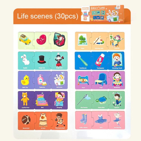 Jocuri de asociere - Puzzle Asociere Culori & Activități Zilnice – 30 Piese Educative