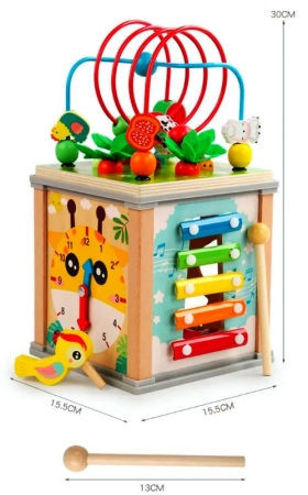 Jucării pentru bebeluși - cub-activitati-montessori-lemn-10-in-1-labirint-morcovi-xilofon