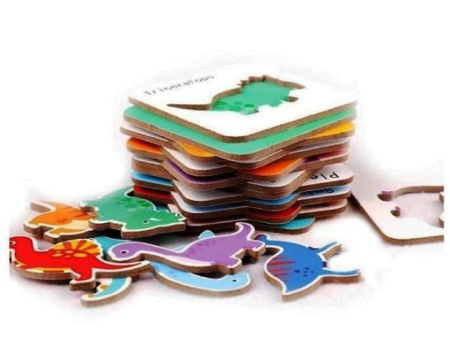 Puzzle-uri educative,cifre,litere - Joc Educativ Dinozauri cu Carduri și Piese Colorate– Guess Who I Am