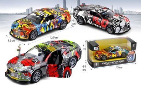 Mașinuțe, trenulețe, avioane - masinuta-metalica-pull-back-graffiti-die-cast