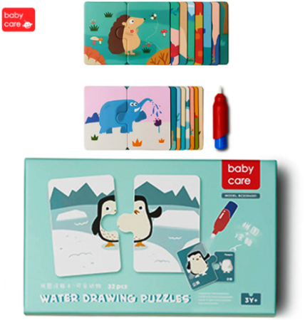 Puzzle-uri educative,cifre,litere - Puzzle cu Apă BabyCare – 32 Piese, 16 Puzzle-uri Reutilizabile