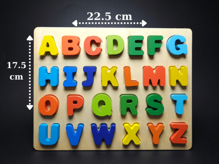 Jucării de sortare forme și culori - Puzzle Educațional Alfabet din Lemn – Litere 3D Colorate Copii