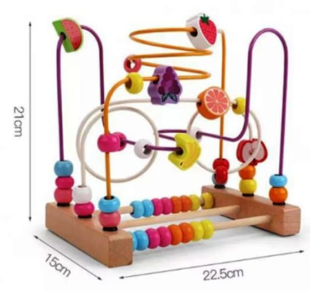 Jucării pentru bebeluși - spirala-motrica-din-lemn-cu-abac-si-fructe