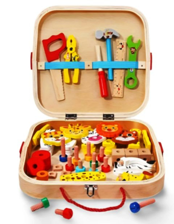 Jocuri educative și de logica - trusa-montessori-lemn-59-piese-animale