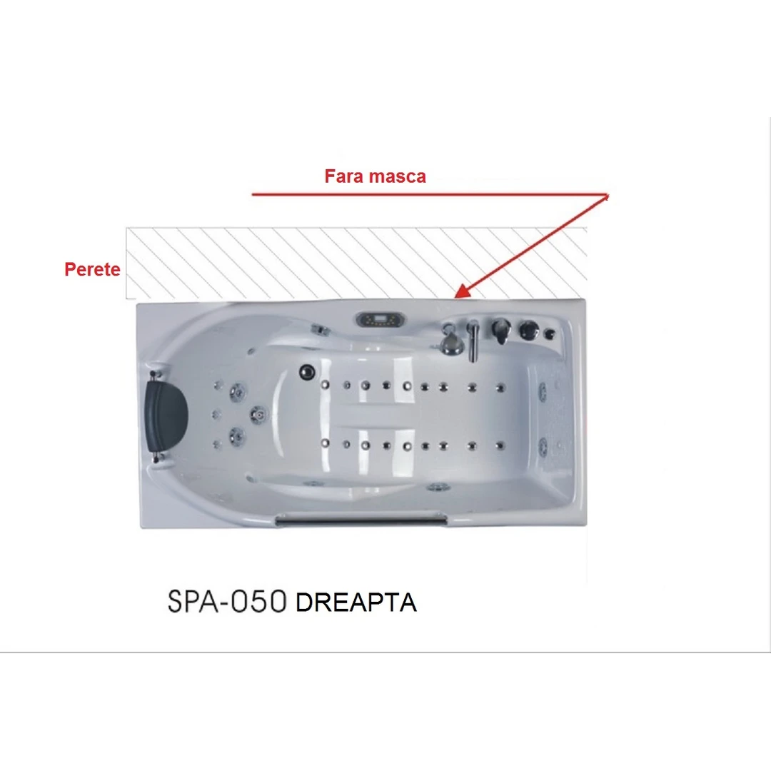 Cada cu hidromasaj 1 persoană, SPA-050, dreapta, la perete  [2]
