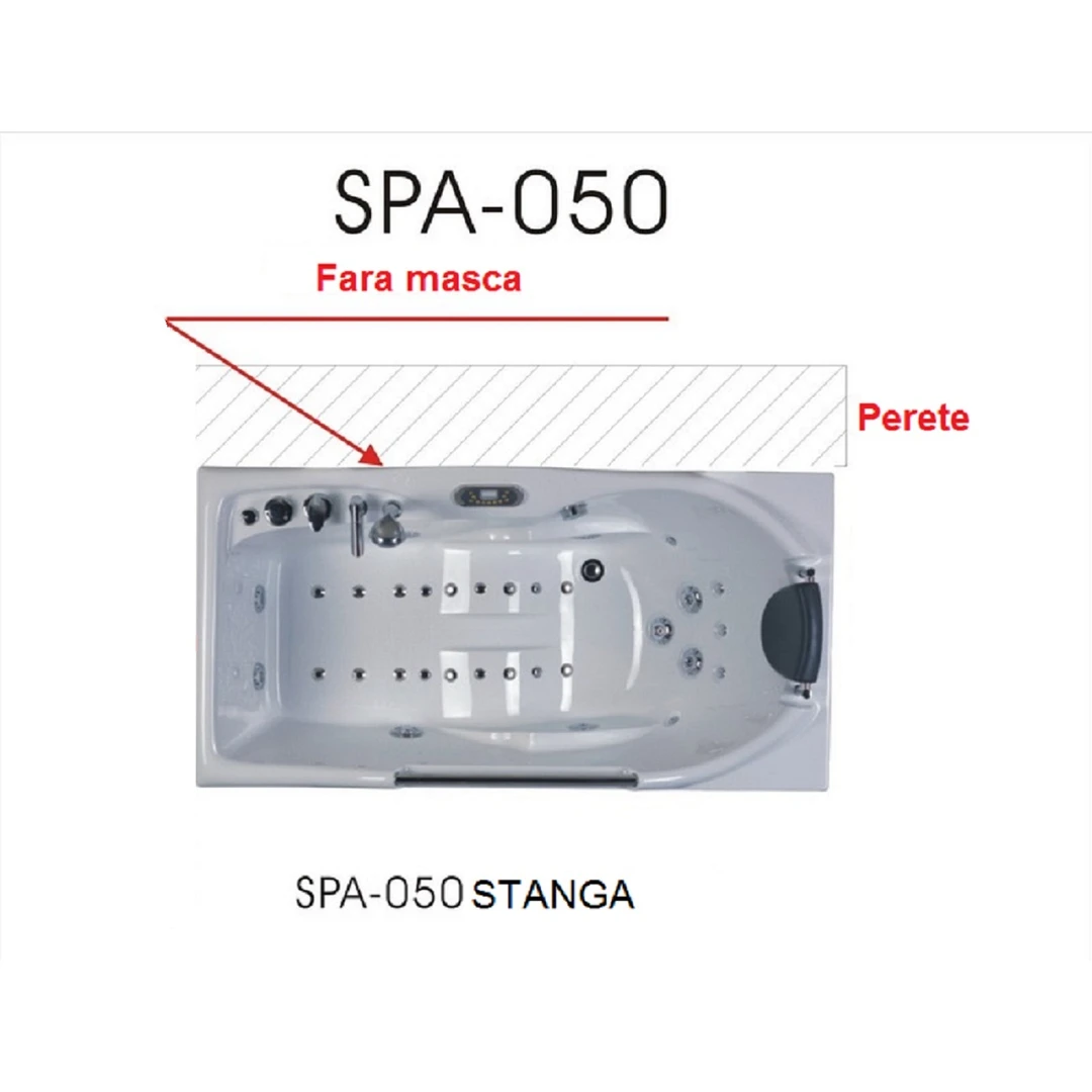 Cada cu hidromasaj 1 persoană, SPA-050, stânga, la perete  [3]