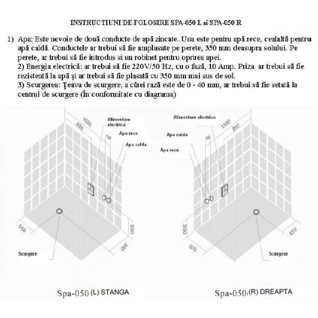 Cada cu hidromasaj 1 persoană, SPA-050, stânga, la perete  [4]