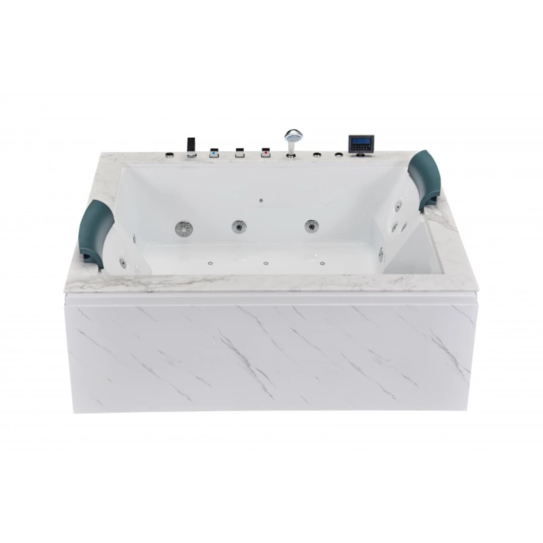 Cada cu hidromasaj dublă 2 persoane, SPA-0502, Jazz White & White Marble, la perete [3]
