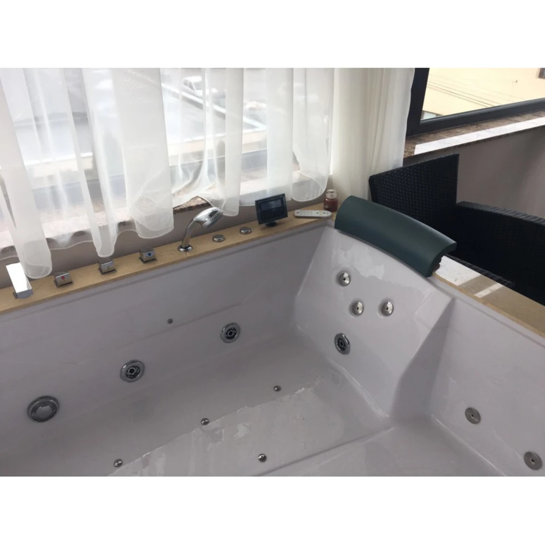 Cada cu hidromasaj dublă 2 persoane, SPA-0502, Zebrano & Primary Yellow, la perete [10]