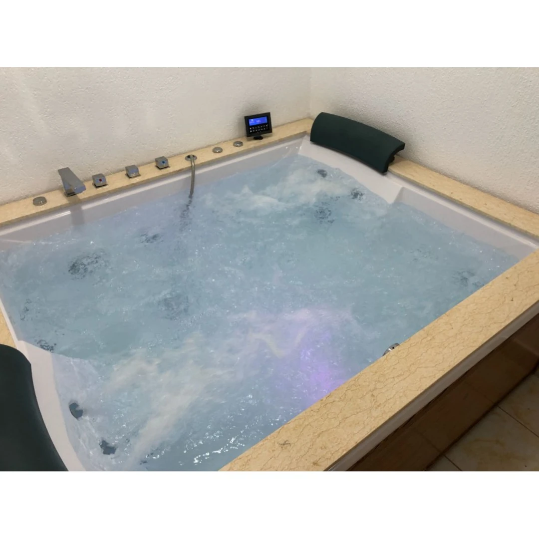 Cada cu hidromasaj dublă 2 persoane, SPA-0502, Zebrano & Primary Yellow, la perete [3]