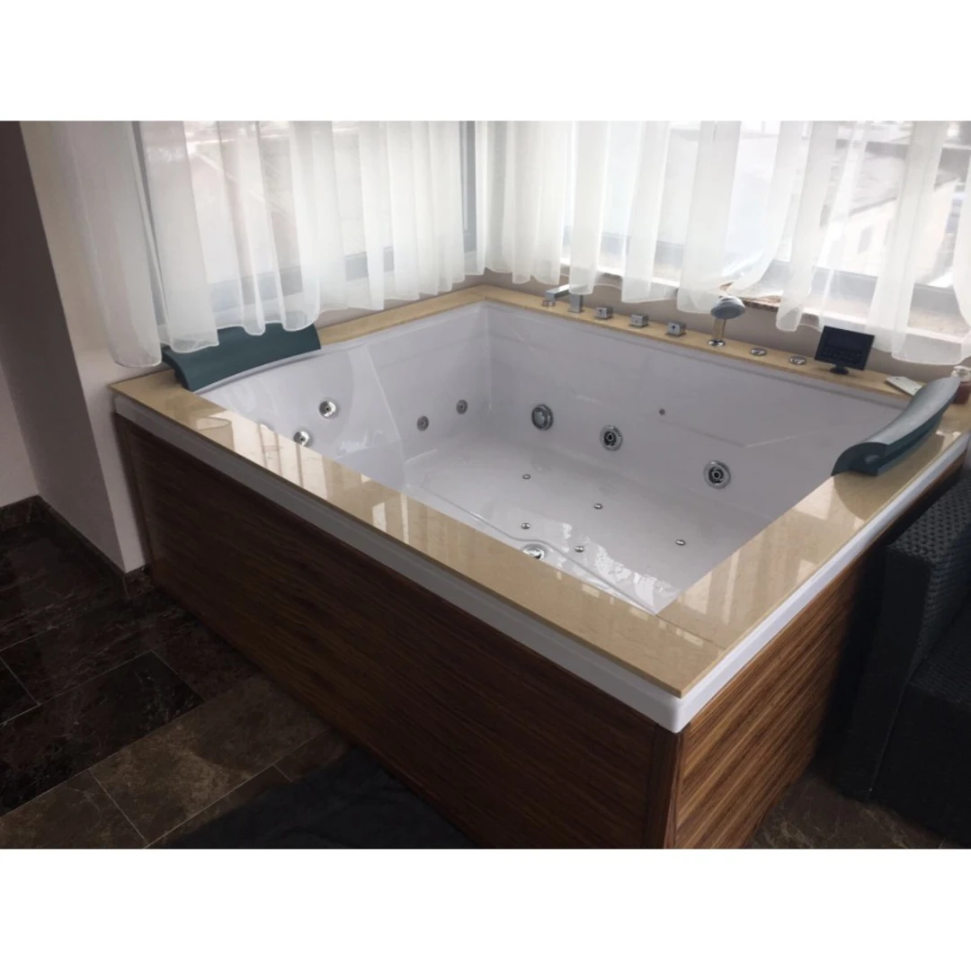 Cada cu hidromasaj dublă 2 persoane, SPA-0502, Zebrano & Primary Yellow, la perete [11]