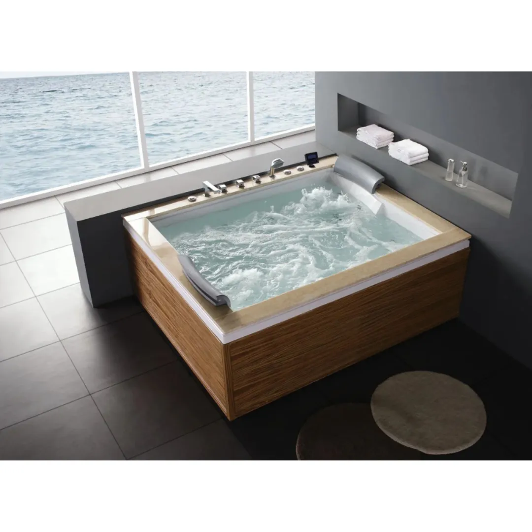 Cada cu hidromasaj dublă 2 persoane, SPA-0502, Zebrano & Primary Yellow, la perete [2]