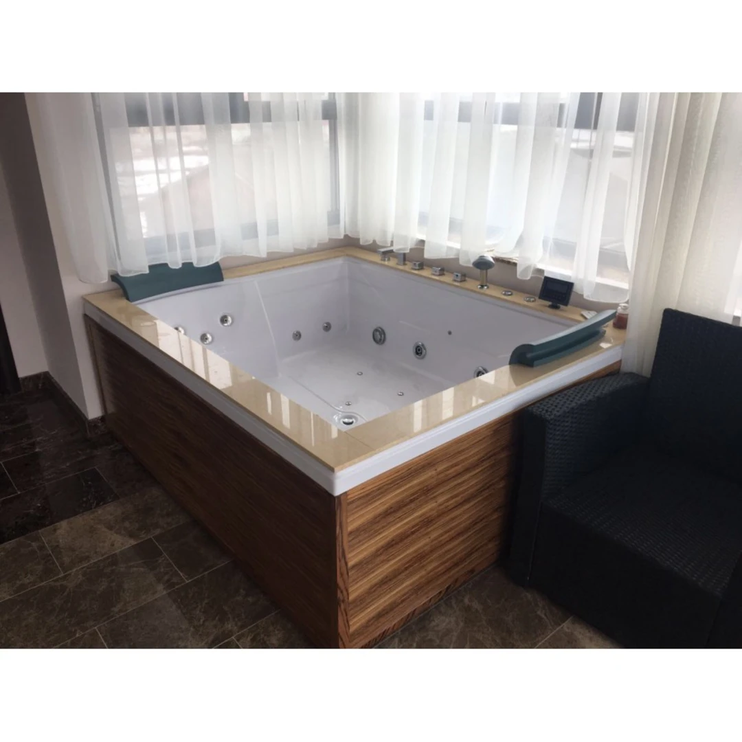 Cada cu hidromasaj dublă 2 persoane, SPA-0502, Zebrano & Primary Yellow, la perete [9]