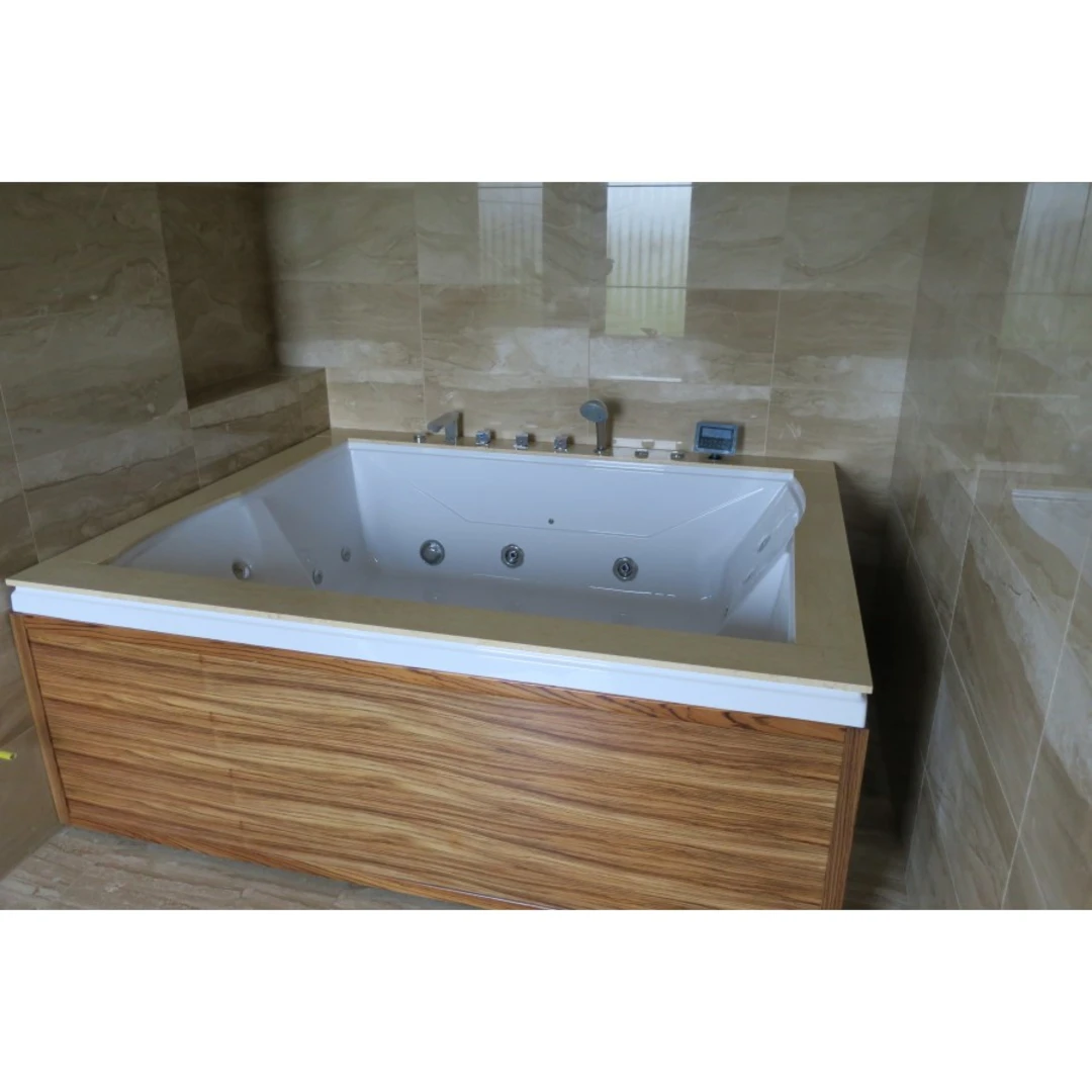 Cada cu hidromasaj dublă 2 persoane, SPA-0502, Zebrano & Primary Yellow, la perete [7]