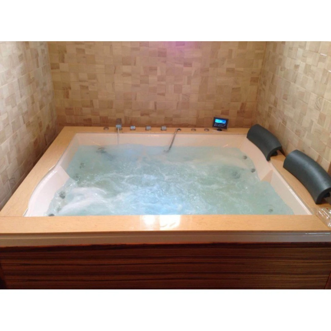 Cada cu hidromasaj dublă 2 persoane, SPA-0502, Zebrano & Primary Yellow, la perete [13]