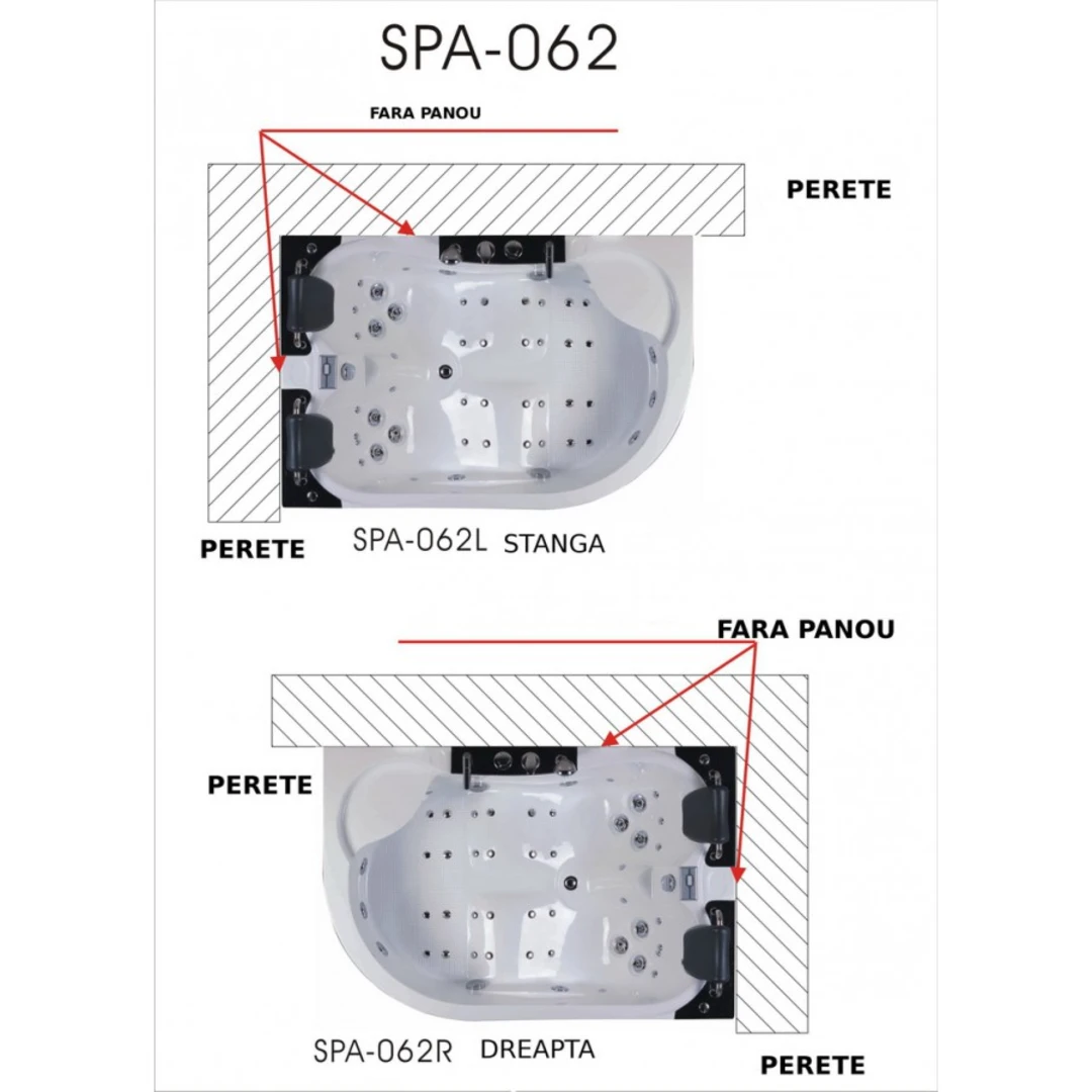 Cada cu hidromasaj dublă 2 persoane, SPA-062, stânga, pe colț [4]
