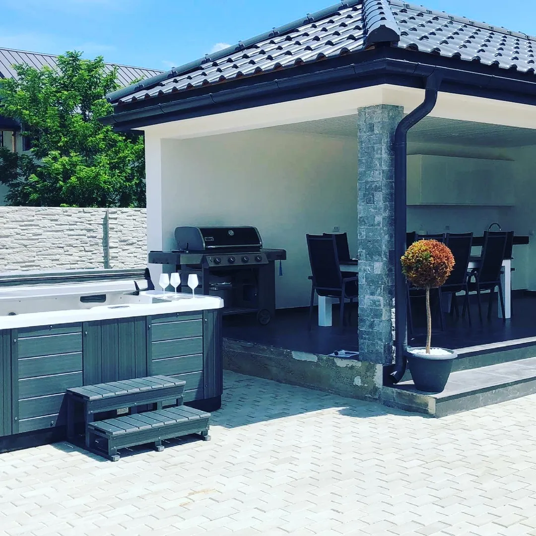 Jacuzzi exterior 319 Gecko, Alb perlat, 6 persoane, acril antibacterian,mască gri [13]