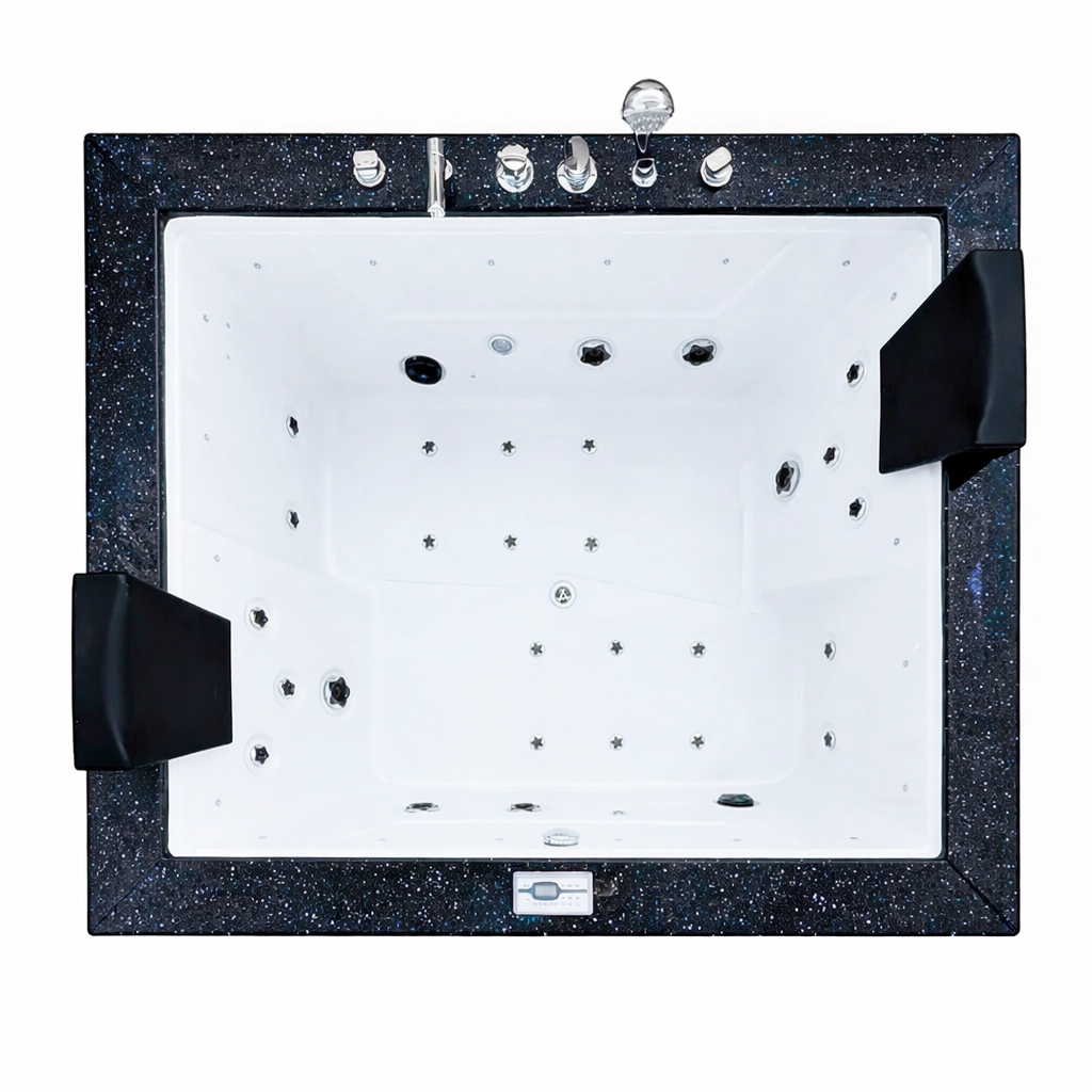 Cada cu hidromasaj - Cada cu hidromasaj 2 persoane, SPA-089, mască PVC Black /Grey, la perete