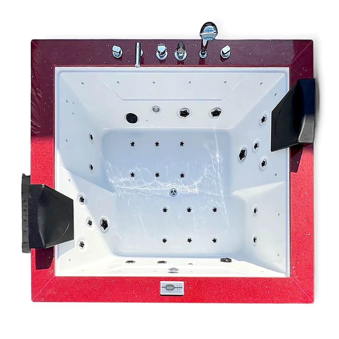 Cada cu hidromasaj - Cada cu hidromasaj 2 persoane, SPA-089, mască Red/White Pine, la perete